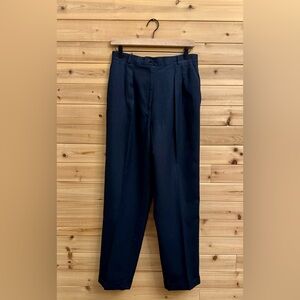 Vintage Talbots Size Small Navy Blue High Rise Pleated Worsted Wool Dress Pants